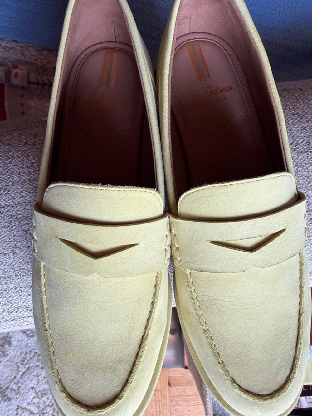 Sam Edelman Women's Light Cream Leather Penny Loafers